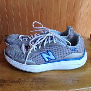 New Balance light gray rock & tone sneakers